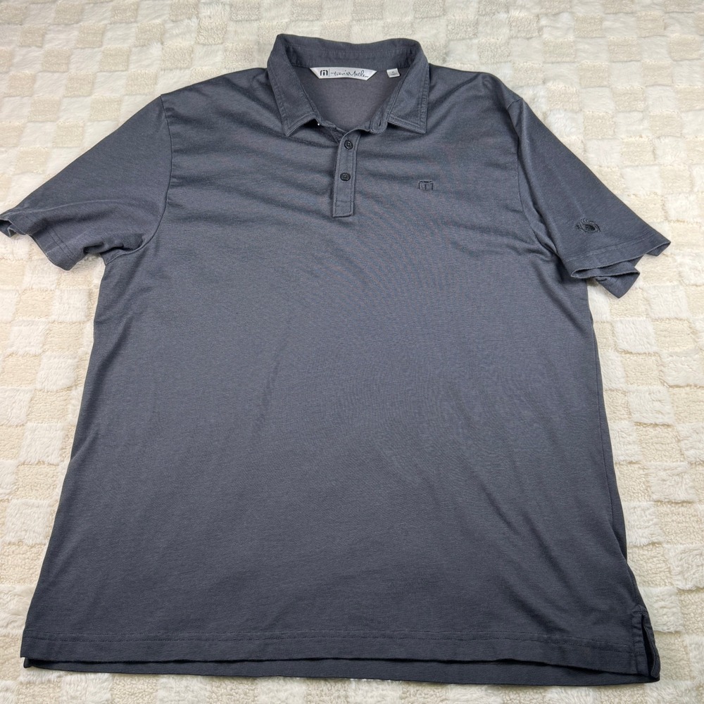 Travis Mathew Mens Golf Polo Shirt‎ Dark Gray M emblem Short Sleeve XL
